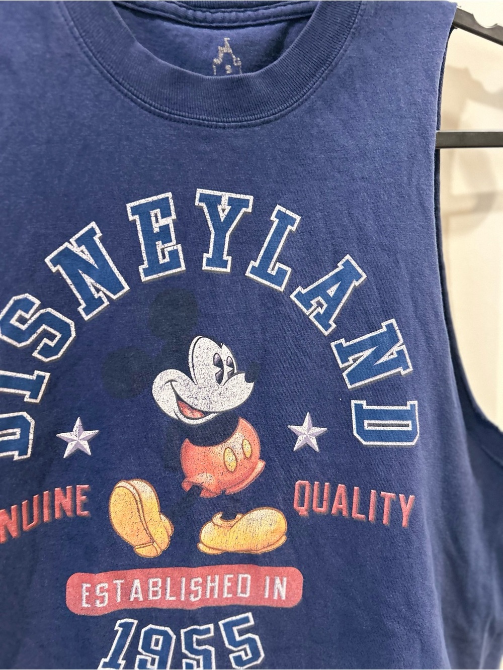 Vintage Disney Navy Blue Mickey Mouse Muscle Tee with Vintage Graphic
